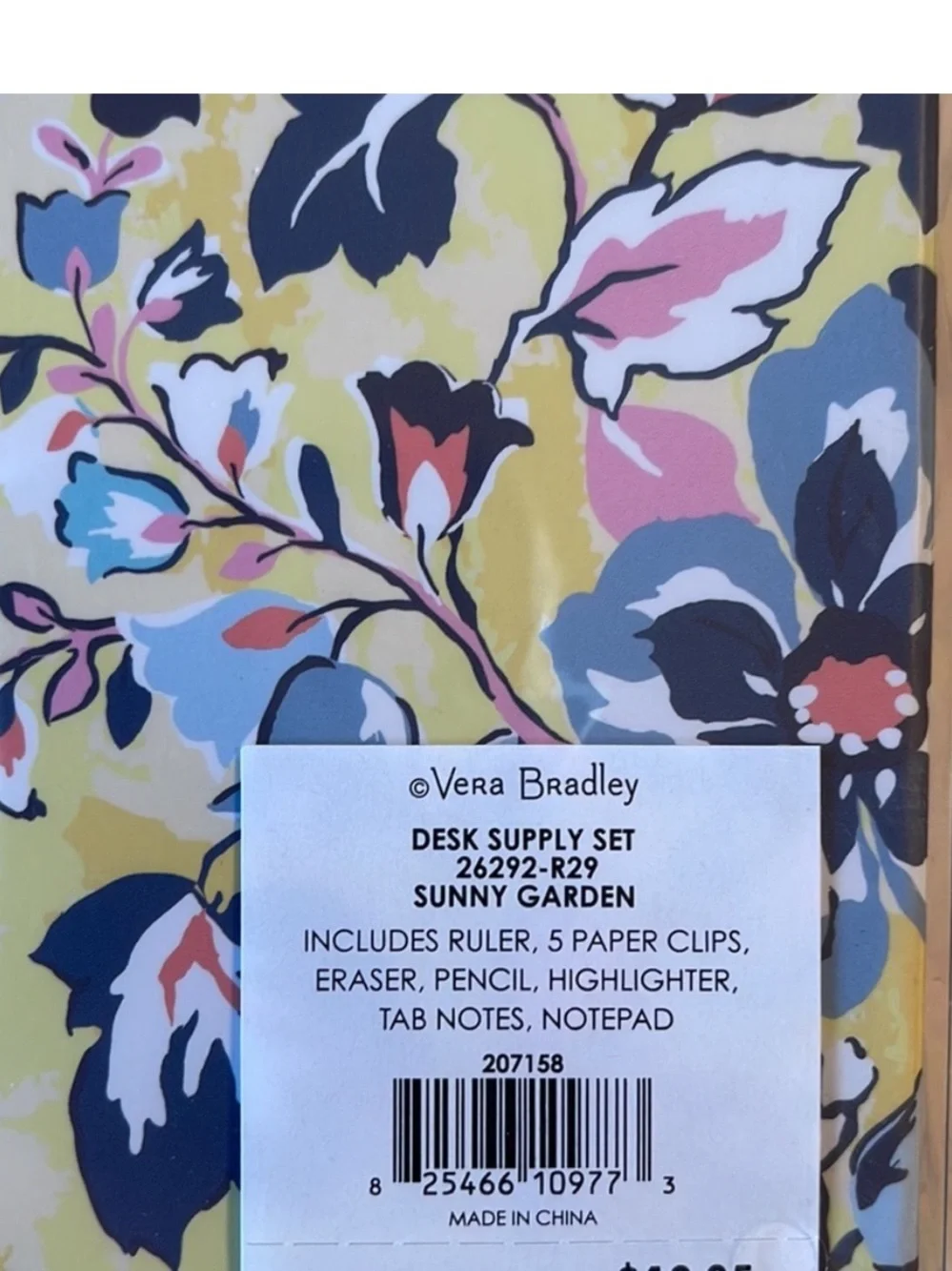 Vera Bradley “Sunny Garden” Floral Desk Organizer Sticky Note & Accessory Set
